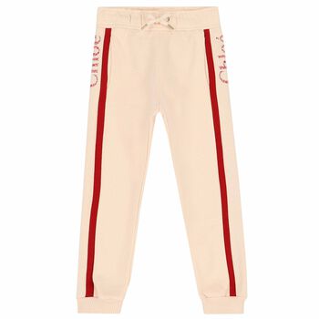 Girls Pale Pink Logo Joggers