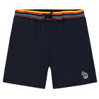 Boys Navy Logo Shorts, 1, hi-res