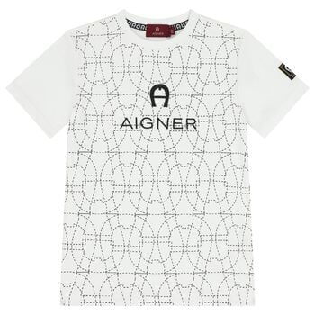 تي شيرت أبيض بشعار للأولاد