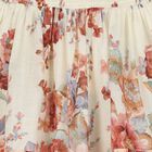Girls Ivory & Pink Floral Shirred Skirt, 1, hi-res