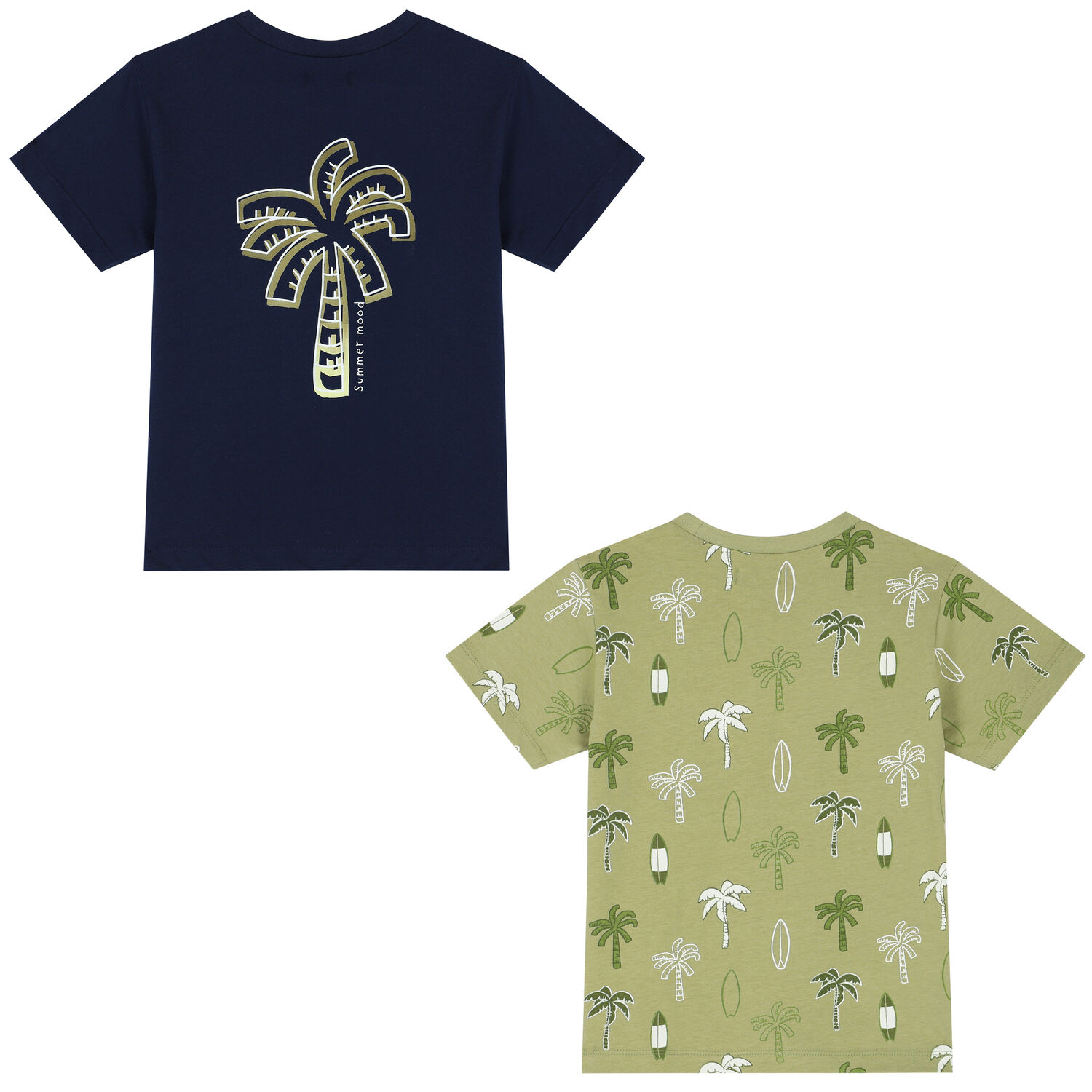 Boys Navy Blue & Khaki Palm Tree T-Shirts ( 2-Pack ), 2, hi-res image number null