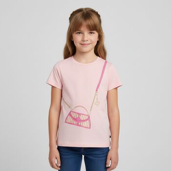Girls Pink Bag Logo T-Shirt