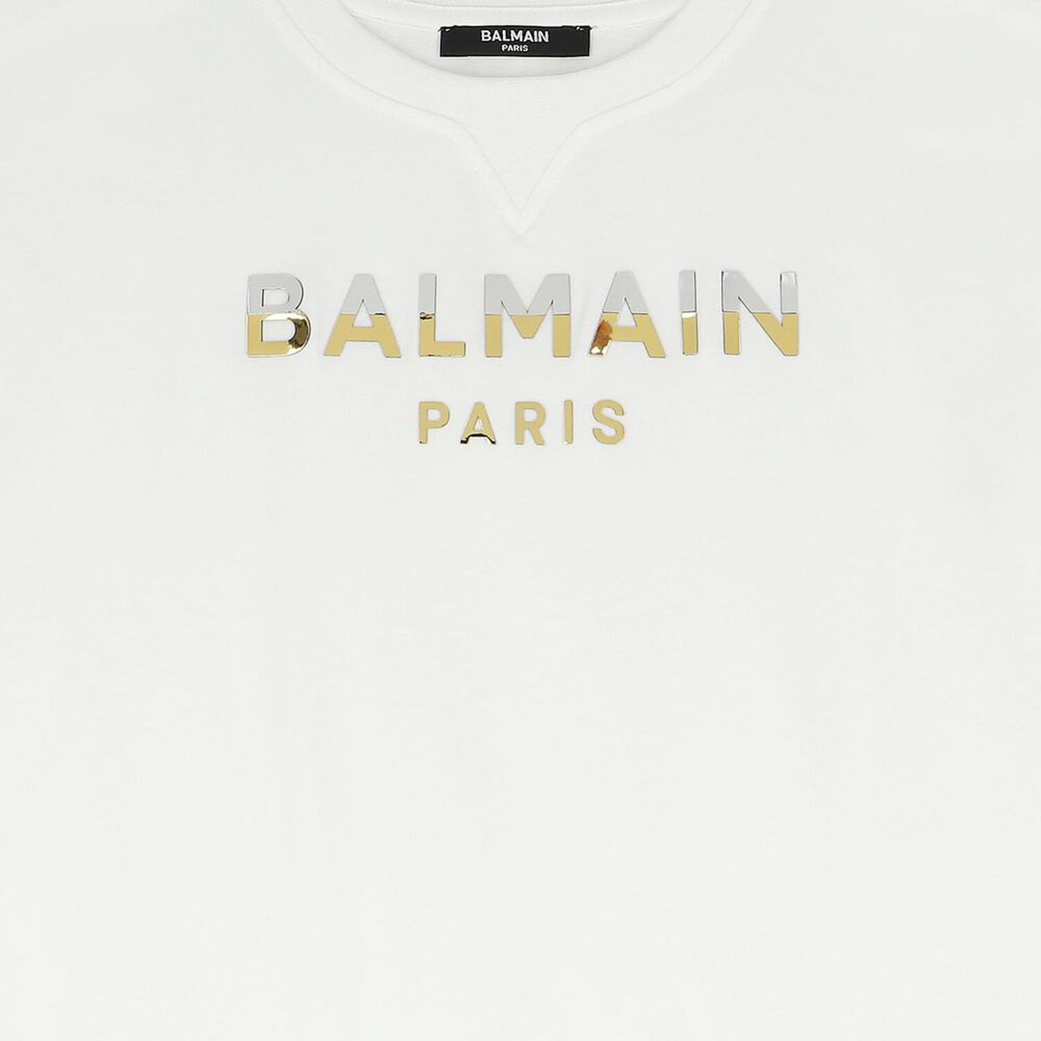 Girls White & Gold Logo Dress, 1, hi-res