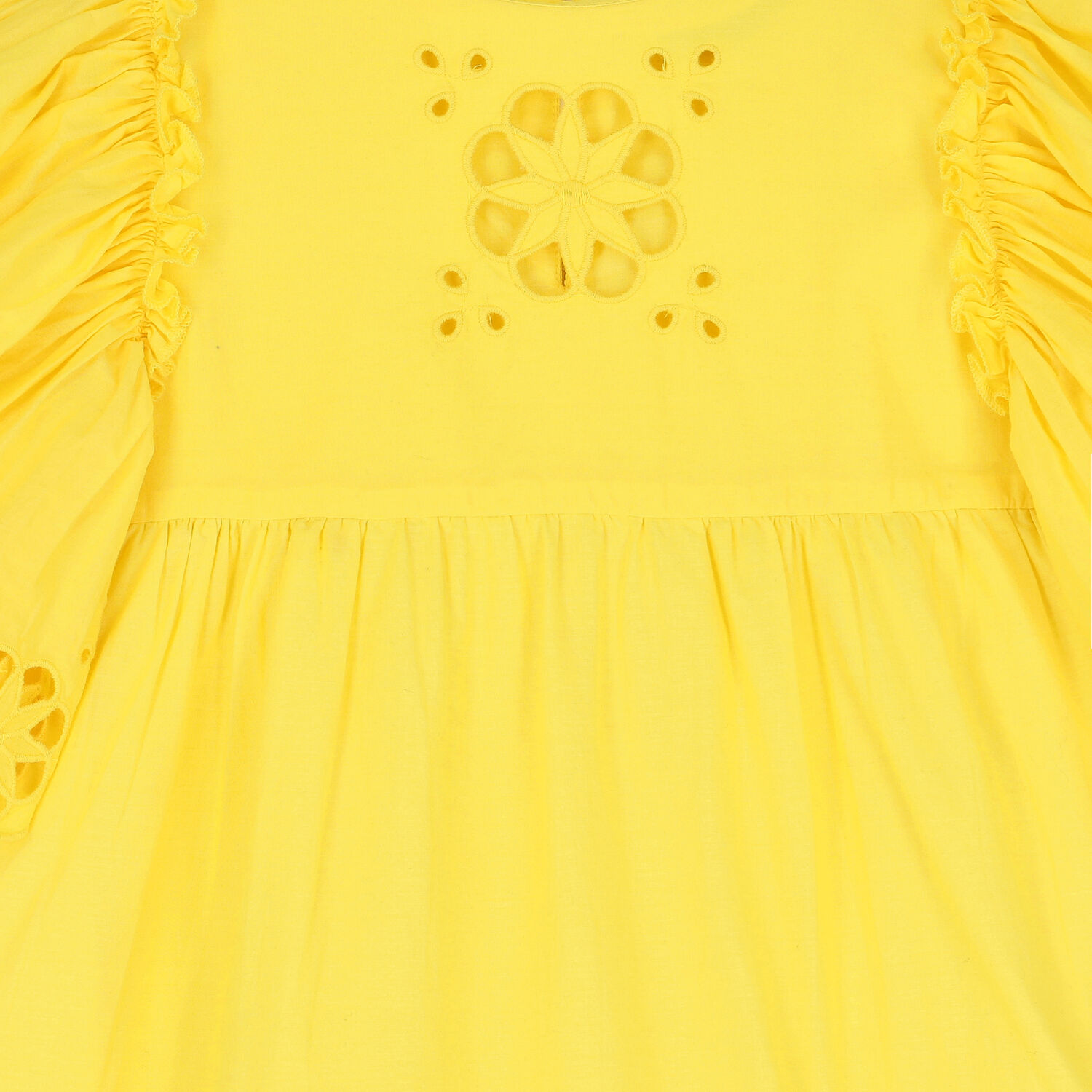 Girls Yellow Cotton Dress, 1, hi-res