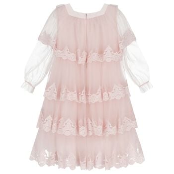 Girls Pink Tiered Tulle Dress