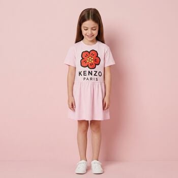 Girls Pink Boke Flower Dress