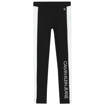 Girls Black & White Logo Legging