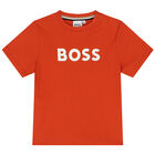 Younger Boys Orange Logo T-Shirt, 3, hi-res