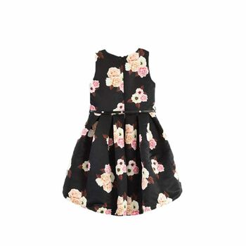 Girls Black Floral Print Dress