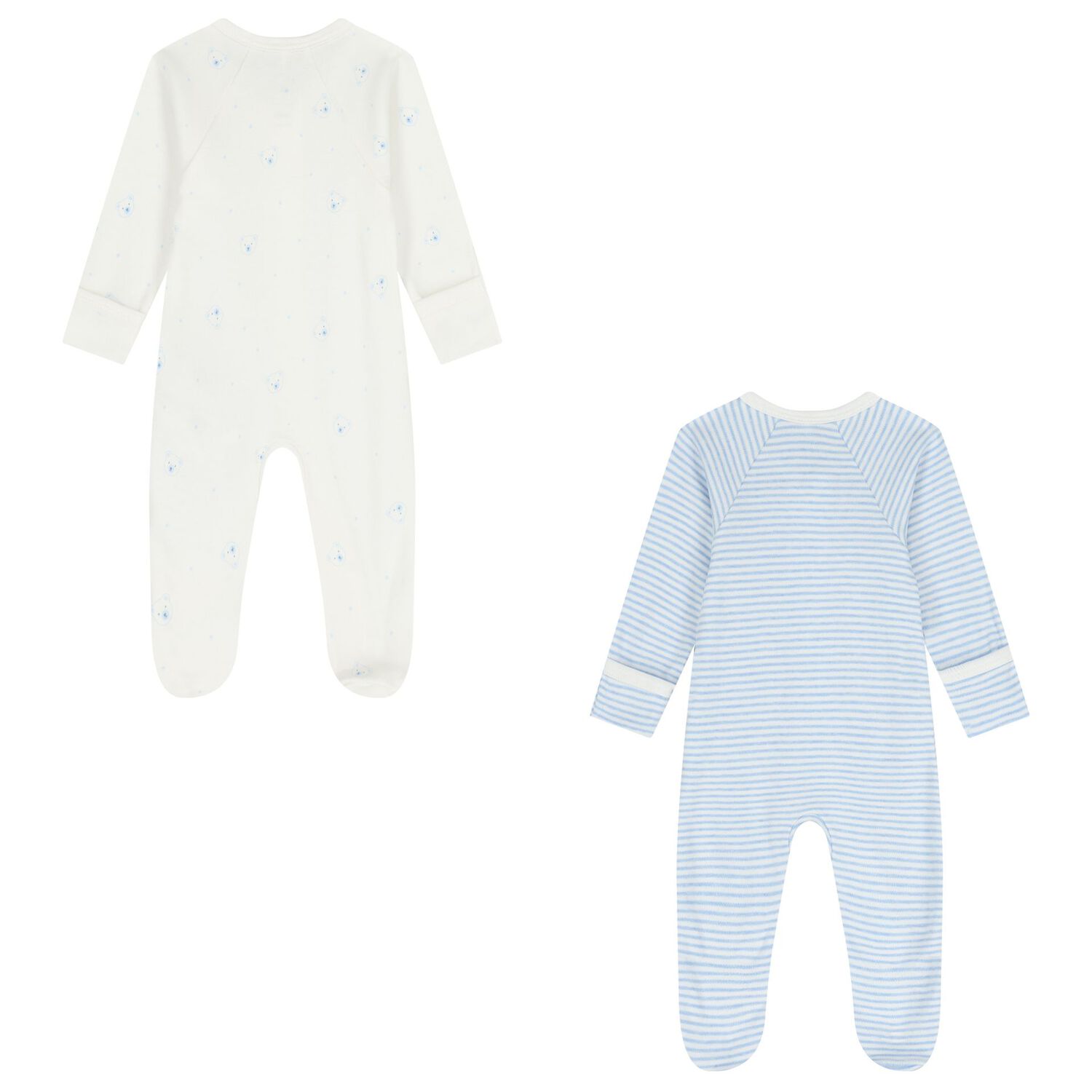 Baby Boys White & Blue Babygrows ( 2 Pack ), 2, hi-res image number null
