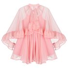 Girls Pink Chiffon Cape Dress Set, 1, hi-res