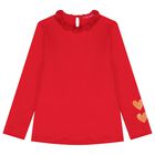 Girls Red Glittery Hearts Long Sleeve Top, 2, hi-res