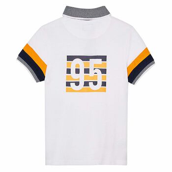Boys White Cotton Polo Shirt