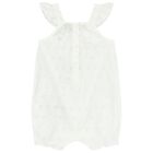Baby Girls White Logo Broderie Anglaise Romper, 1, hi-res
