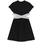 Girls Black & Grey Logo Dress, 3, hi-res