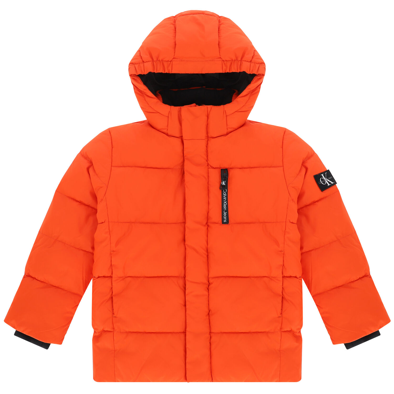 Boys Orange Logo Padded Puffer Jacket, 1, hi-res image number null