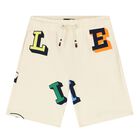 Boys Beige Logo Shorts Set, 1, hi-res