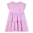 Girls Pink Heart Tiered Dress, 1, hi-res