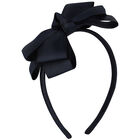 Girls Navy Blue Bow Headband, 2, hi-res