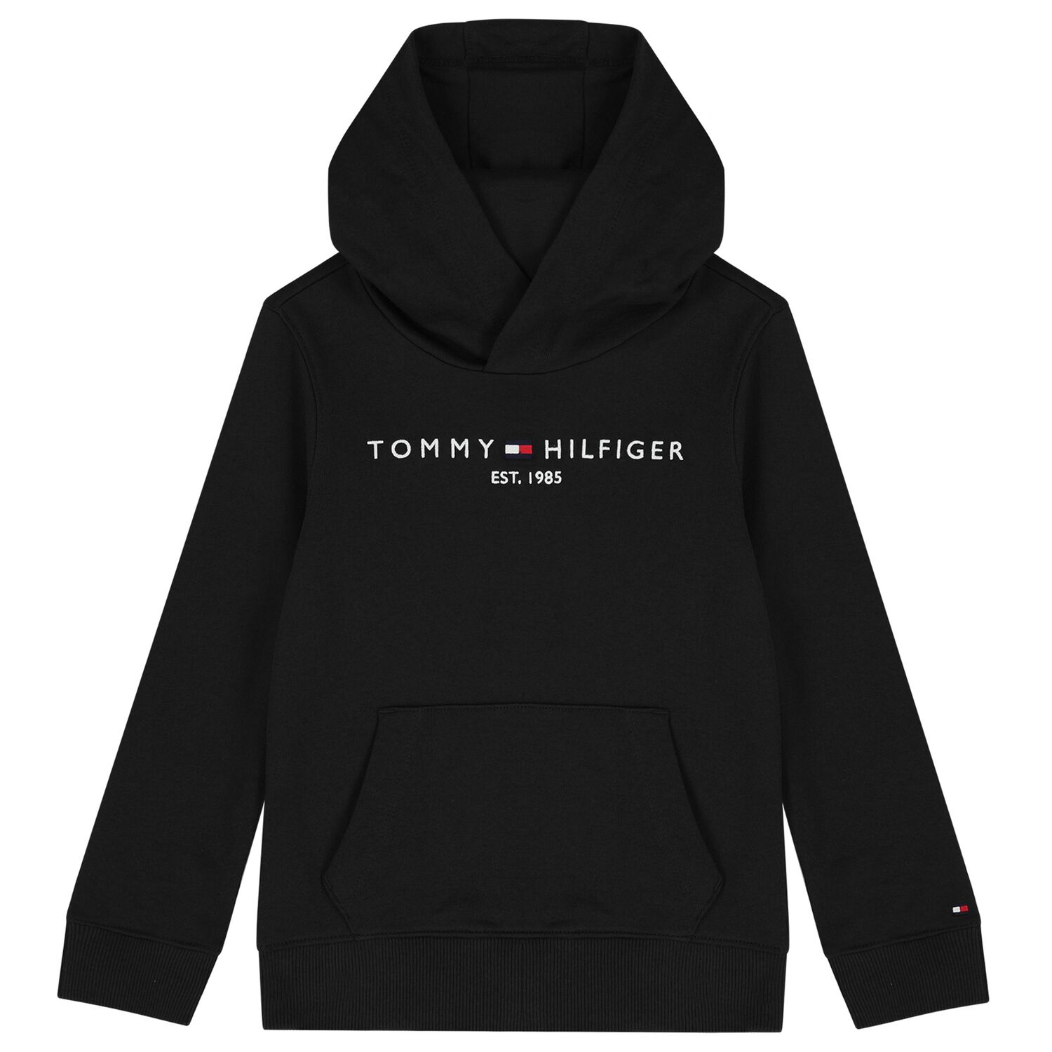 Boys Black Logo Hooded Top, 1, hi-res