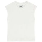 Baby Girls White & Pink Striped Logo Dungaree Set, 1, hi-res