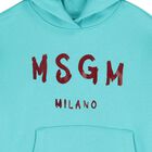 سويت شيرت بغطاء للرأس بالشعار باللون التركوازي, 4, hi-res