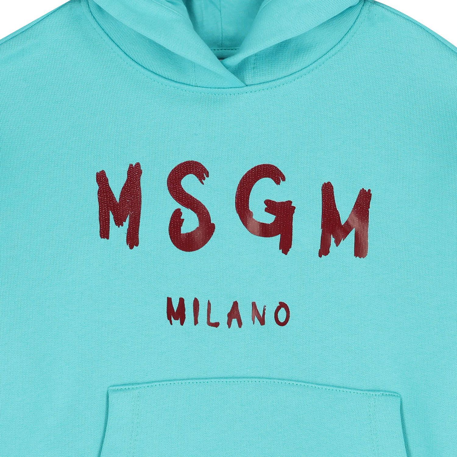 سويت شيرت بغطاء للرأس بالشعار باللون التركوازي, 4, hi-res