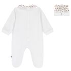 Baby Girls White Teddy Bear Logo Babygrow & Hat Gift Set, 1, hi-res
