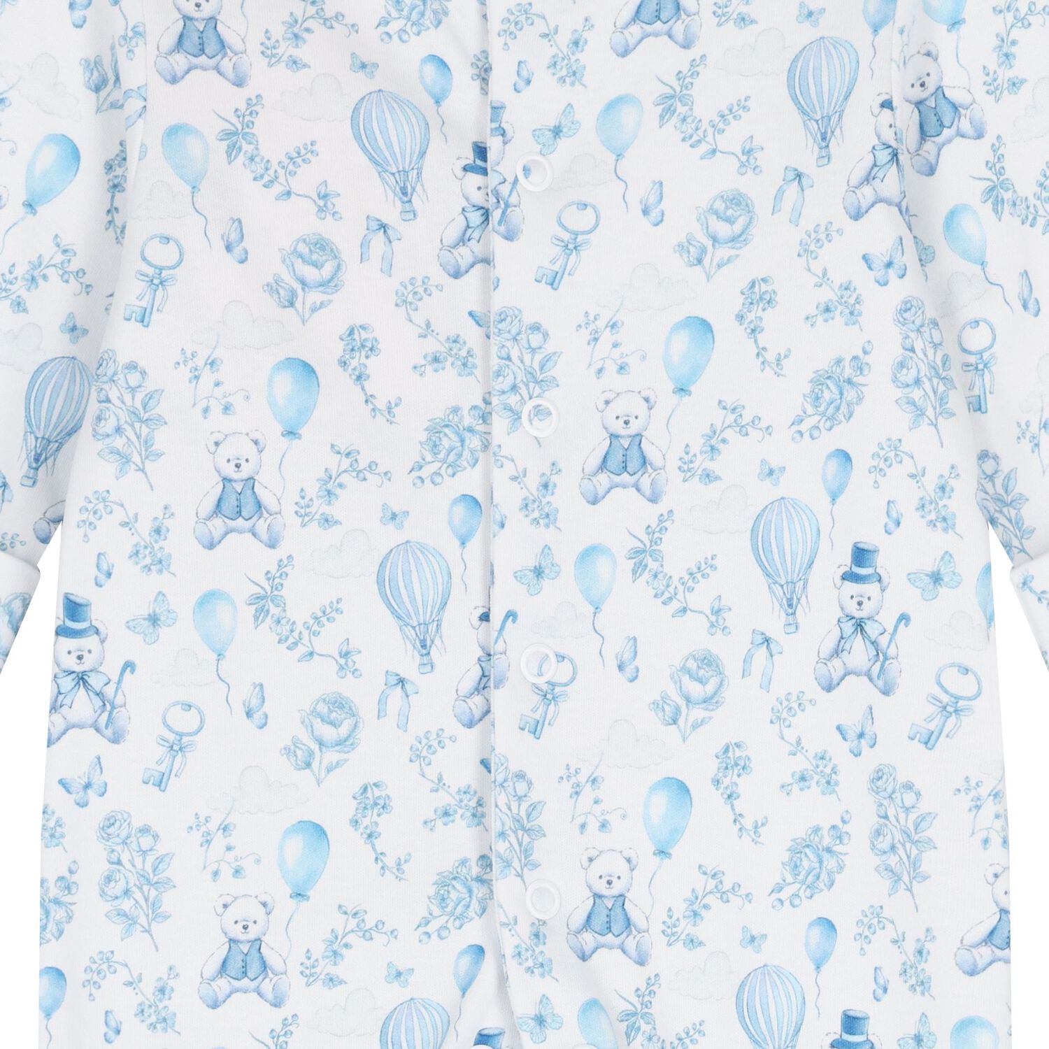 Baby Boys White & Blue Toile de Jouy Babygrow Set, 1, hi-res image number null