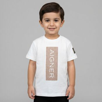 Younger Boys White Logo T-Shirt