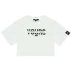 Girls White Logo Crop Top, 1, hi-res