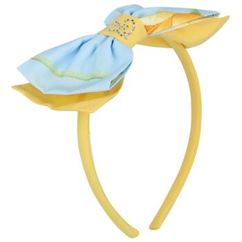 Girls Yellow & Blue Logo Bow Headband