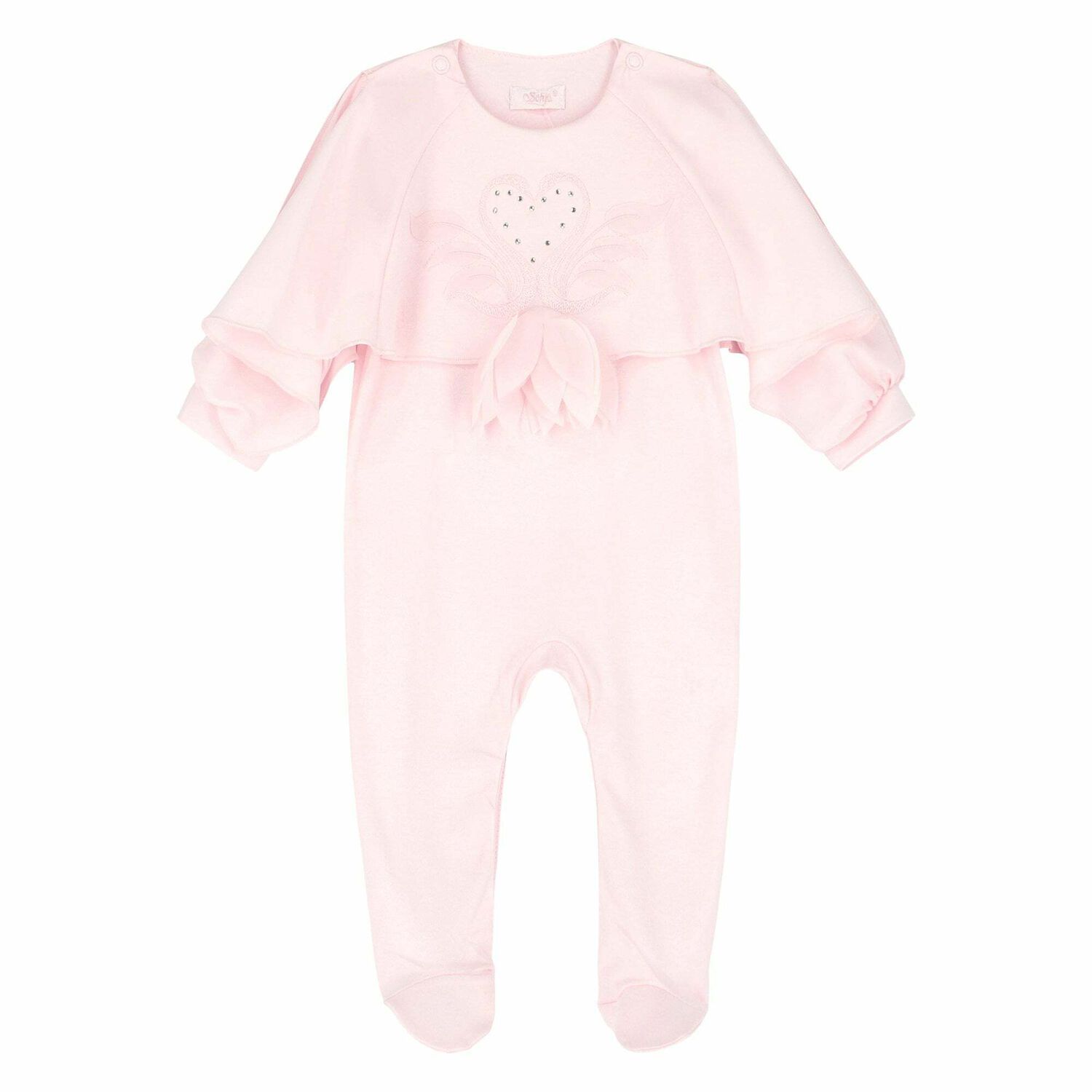 Baby Girls Pink Embellished Babygrow, 1, hi-res