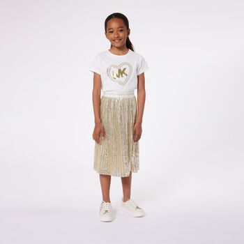 Girls Gold Logo Sequin Skirt