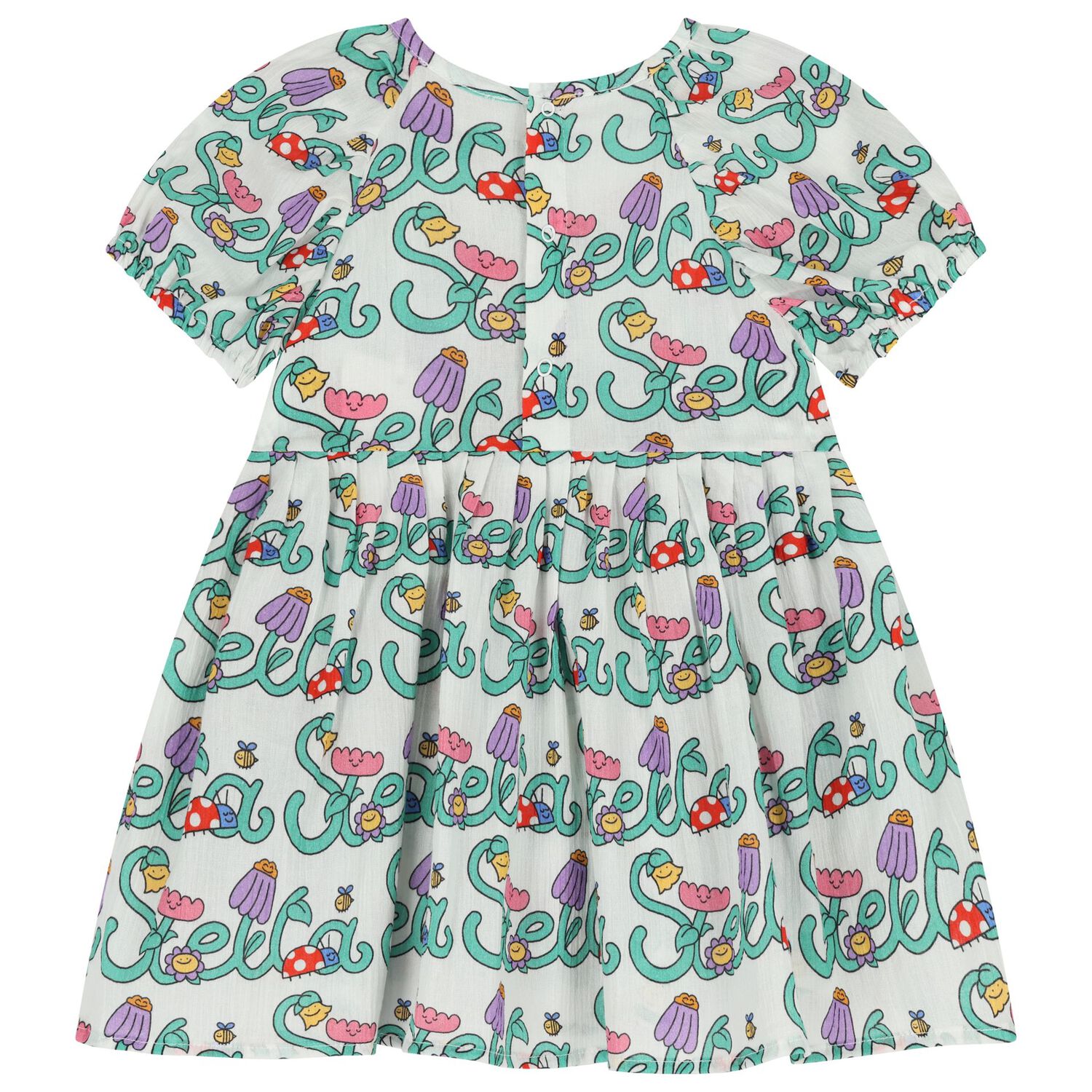 طقم فستان بشعار يونغر باللون العاجي والأخضر, 1, hi-res