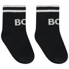 Baby Boys White, Black & Beige Logo Socks ( 3-Pack ) , 1, hi-res