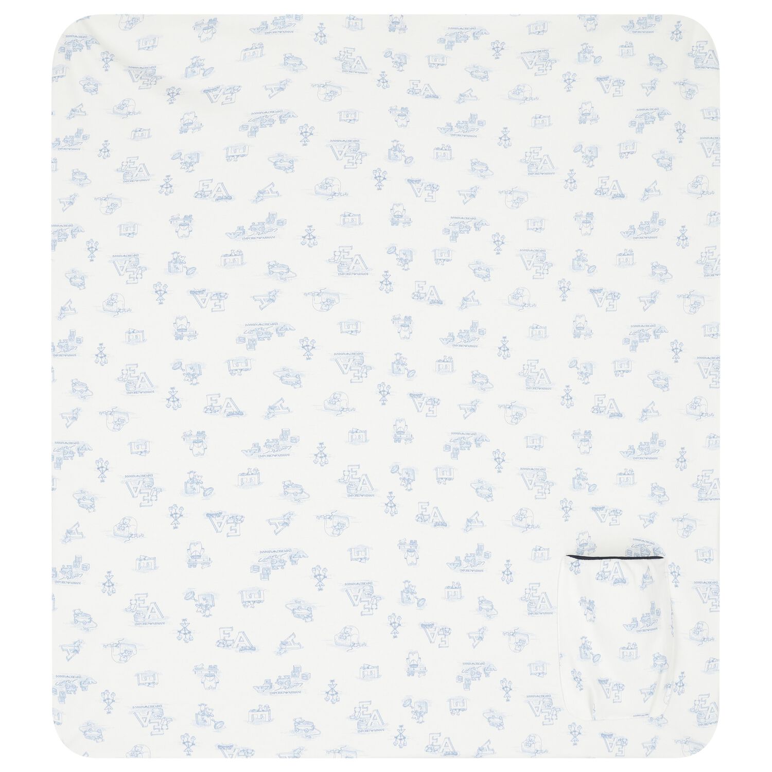 Baby Boys Ivory & Blue Logo Blanket, 1, hi-res