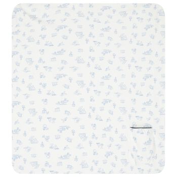 Baby Boys Ivory & Blue Logo Blanket