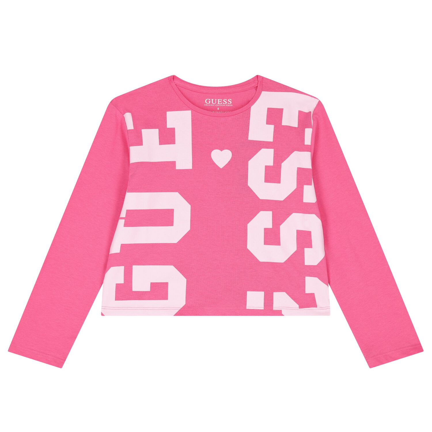 Girls Pink Logo Long Sleeve Top, 2, hi-res