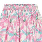 Girls Pink Logo Floral Skirt, 1, hi-res