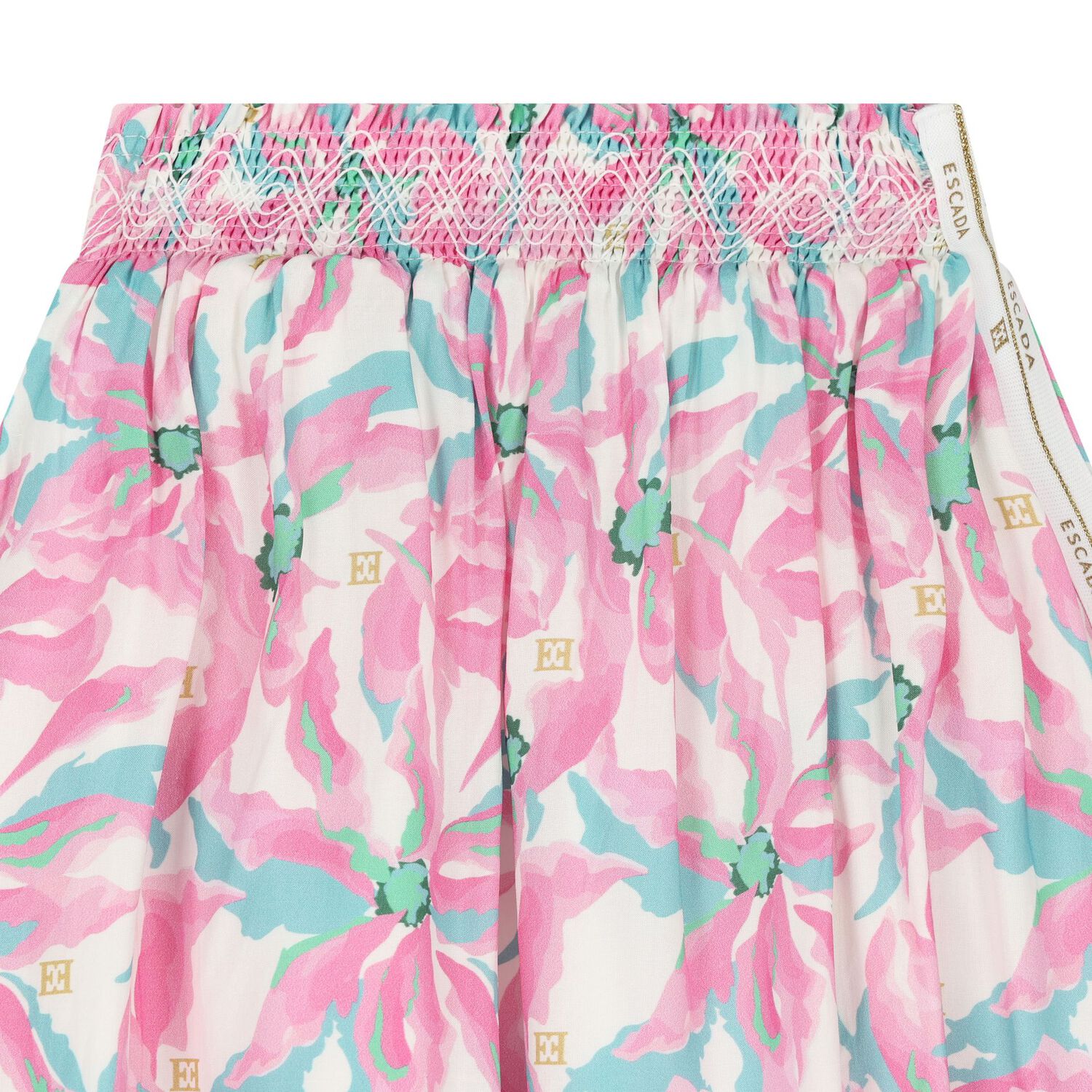 Girls Pink Logo Floral Skirt, 1, hi-res