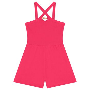 Girls Pink Criss Cross Strap Playsuit