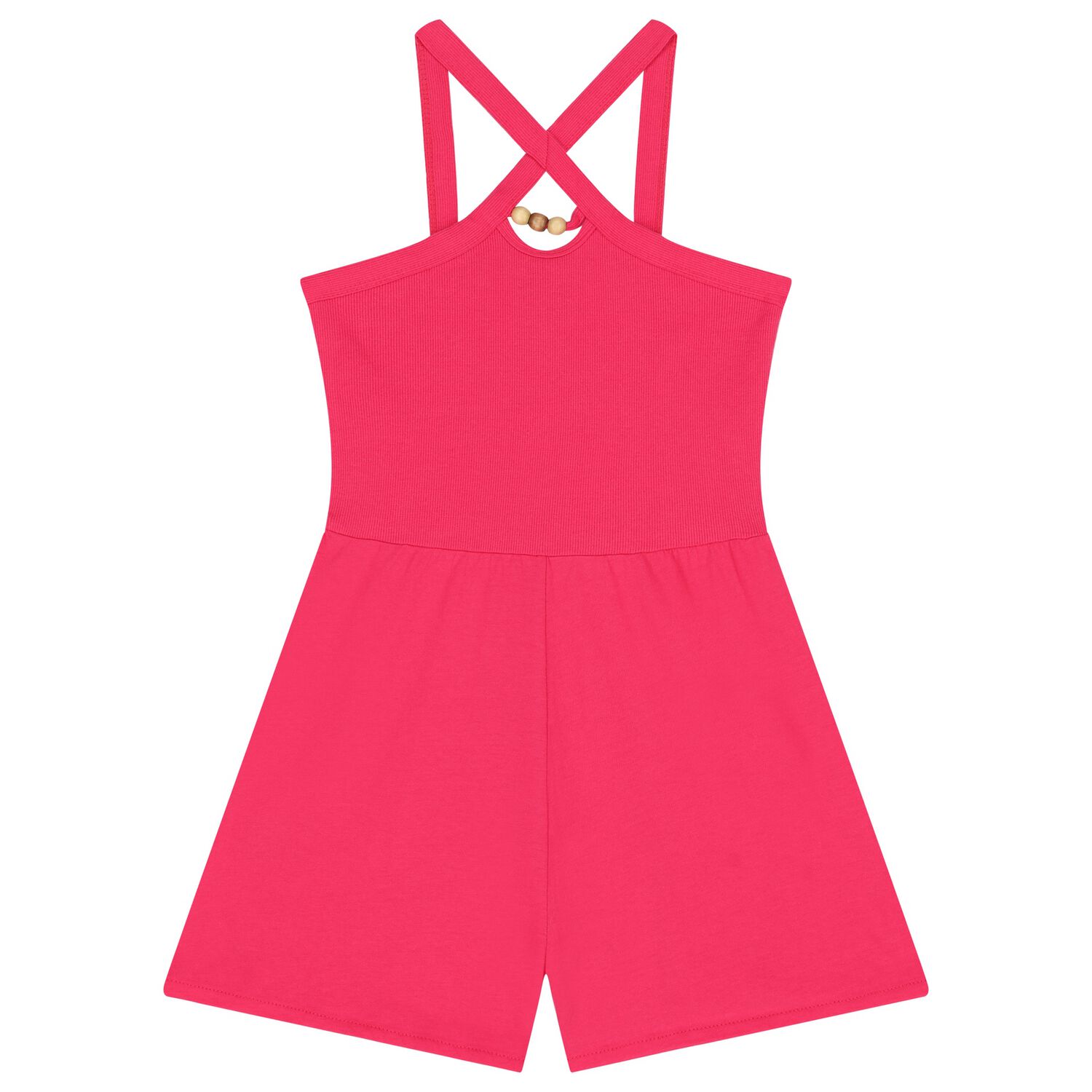 Girls Pink Criss Cross Strap Playsuit, 3, hi-res image number null