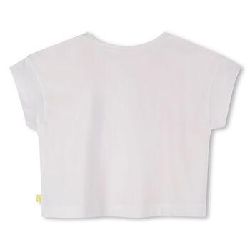 Girls White Heart Sequin T-Shirt