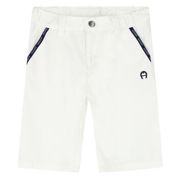 Boys White Logo Shorts