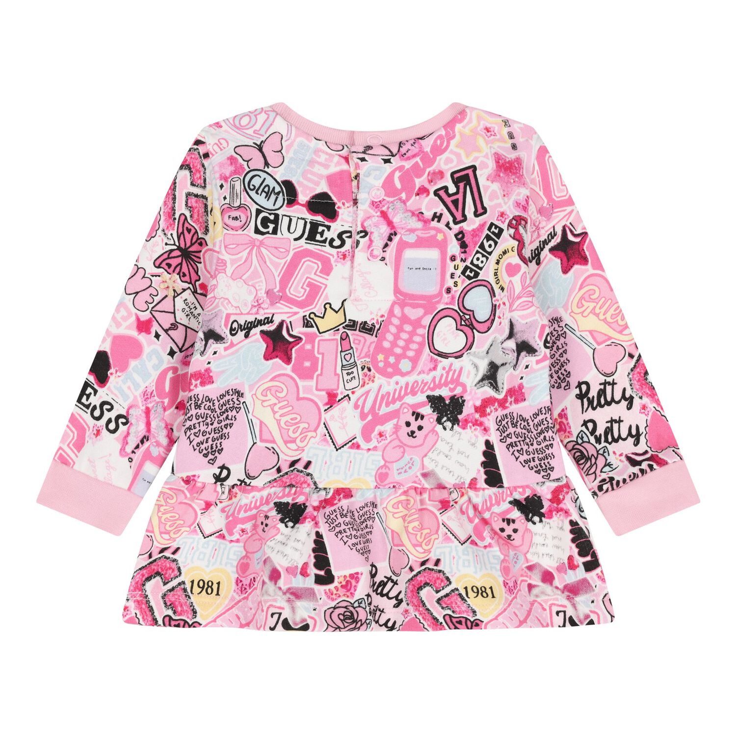 طقم بنطال ضيق بشعار وردي للبنات الصغار, 1, hi-res image number null