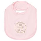 Baby Girls Pink & Gold Logo Babygrow Hat & Bib Gift Set, 1, hi-res