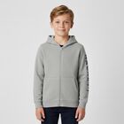 Boys Grey Logo Hooded Zip Up Top, 1, hi-res