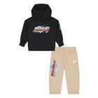 Younger Boys Black & Beige Logo Tracksuit, 1, hi-res