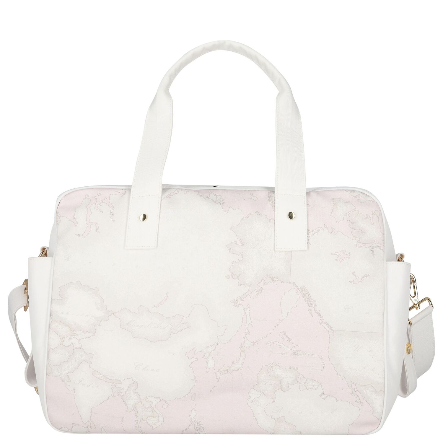 White & Pink Geo Map Baby Changing Bag, 2, hi-res